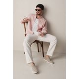 AVVA Erkek Beyaz Relaxed Fit Beli Lastikli %100 Keten Pantolon B003032 - 36