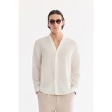 AVVA Erkek Beyaz V Yaka Nefes Alan Soft Touch Comfort Fit Gömlek A61Y2106 - XL