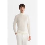 AVVA Erkek Beyaz Yarım Balıkçı Yaka Dokulu Triko Regular Fit Kazak E005108 - 3XL