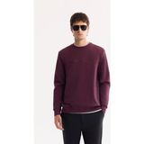 AVVA Erkek Bordo Bisiklet Yaka Pamuklu Bi-Stretch Baskılı Regular Fit Sweatshirt A52Y1325 - 2XL