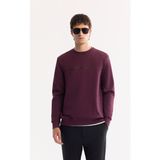 AVVA Erkek Bordo Bisiklet Yaka Pamuklu Bi-Stretch Baskılı Regular Fit Sweatshirt A52Y1325 - 3XL