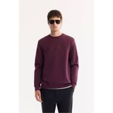 Avva Erkek Bordo Bisiklet Yaka Pamuklu Bi-Stretch Baskılı Regular Fit Sweatshirt A52Y1325