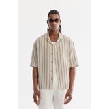 AVVA Erkek Ekru Ajurlu Apaj Yaka %100 Pamuk Soft Touch Kısa Kollu Comfort Fit Gömlek A61Y2043 - XL