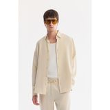 AVVA Erkek Ekru Alttan Britli Yaka Nefes Alan Modal Karışımlı Soft Touch Oversize Fit Gömlek A61Y2168 - 2XL