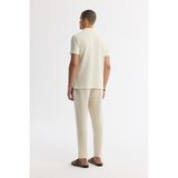Avva Erkek Ekru Apaj Yaka Çizgili Pamuklu Jakarlı Regular Fit T-Shirt A51Y1152 - XL