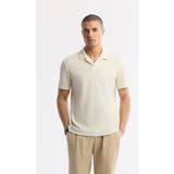 AVVA Erkek Ekru Apaj Yaka Jakarlı Keten Karışımlı Regular Fit T-Shirt A61Y1171
