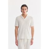AVVA Erkek Ekru Apaj Yaka Kolay Ütülenen Regular Fit T-Shirt A61Y1083 - M