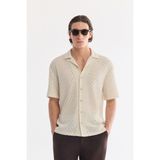 AVVA Erkek Ekru Apaj Yaka Nefes Alan Soft Touch Kısa Kollu Comfort Fit Gömlek A61Y2025 - XL