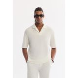 AVVA Erkek Ekru Apaj Yaka Pamuklu Soft Touch Comfort Fit T-Shirt A61Y2064 - 2XL