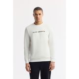 Avva Erkek Ekru Bisiklet Yaka Baskılı Bi-Stretch İnterlok Regular Fit Sweatshirt A51Y1208 - XL
