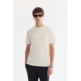 AVVA Erkek Ekru Bisiklet Yaka Baskılı Bi-Stretch İnterlok Regular Fit T-shirt A61Y1054 - 3XL