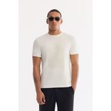 AVVA Erkek Ekru Bisiklet Yaka Baskılı Bi-Stretch İnterlok Regular Fit T-shirt A61Y1056 - M
