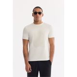 Avva Erkek Ekru Bisiklet Yaka Baskılı Bi-Stretch İnterlok Regular Fit T-shirt A61Y1056