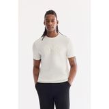 Avva Erkek Ekru Bisiklet Yaka Baskılı Bi-Stretch İnterlok Regular Fit T-shirt A61Y1068