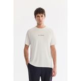 AVVA Erkek Ekru Bisiklet Yaka Baskılı Soft Touch Nefes Alan Regular Fit T-Shirt A61Y1020