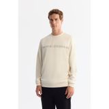 Avva Erkek Ekru Bisiklet Yaka Baskılı Soft Touch Regular Fit Sweatshirt A42Y1307