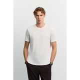 AVVA Erkek Ekru Bisiklet Yaka Baskılı Soft Touch Regular Fit T-Shirt A62Y1002 - M