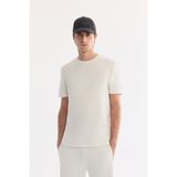 AVVA Erkek Ekru Bisiklet Yaka Baskılı Viskon Karışımlı Bi-Stretch İnterlok Regular Fit T-shirt A61Y1043 - 3XL