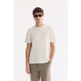 AVVA Erkek Ekru Bisiklet Yaka Bi-Stretch Regular Fit T-Shirt A61Y1147 - XL