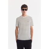 AVVA Erkek Ekru Bisiklet Yaka Çizgili Soft Touch Regular Fit T-Shirt A61Y1087