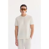 AVVA Erkek Ekru Bisiklet Yaka Elastan Bi-Stretch İnterlok Regular Fit T-shirt A61Y1114 - 3XL