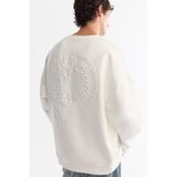 Avva Erkek Ekru Bisiklet Yaka Elastan Oversize Fit Sweatshirt A42Y1248 - XL