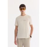 AVVA Erkek Ekru Bisiklet Yaka Enjeksiyon Baskılı Cupra Süprem T-Shirt A61Y1139