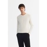 AVVA Erkek Ekru Bisiklet Yaka Jakarlı Rayon Tüylenmeyen Regular Fit Triko Kazak A42Y5072 - XL