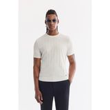 Avva Erkek Ekru Bisiklet Yaka Kolay Ütülenen Kırışmaz Regular Fit Triko T-shirt A61Y5026