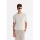 AVVA Erkek Ekru Bisiklet Yaka Kolay Ütülenen Kırışmaz Regular Fit Triko T-Shirt A61Y5032 - 3XL