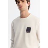 Avva Erkek Ekru Bisiklet Yaka Pamuklu Baskılı Elastan Regular Fit Sweatshirt A42Y1286 - 2XL