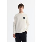 Avva Erkek Ekru Bisiklet Yaka Pamuklu Baskılı Elastan Regular Fit Sweatshirt A42Y1286 - XL