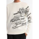 Avva Erkek Ekru Bisiklet Yaka Pamuklu Baskılı Regular Fit Sweatshirt A42Y1285 - XL