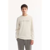 Avva Erkek Ekru Bisiklet Yaka Pamuklu Bi-Stretch Baskılı Regular Fit Sweatshirt A52Y1210