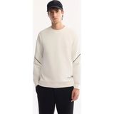 AVVA Erkek Ekru Bisiklet Yaka Pamuklu Bi-Stretch Baskılı Regular Fit Sweatshirt A52Y1258 - 3XL