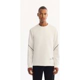 AVVA Erkek Ekru Bisiklet Yaka Pamuklu Bi-Stretch Baskılı Regular Fit Sweatshirt A52Y1258 - XL