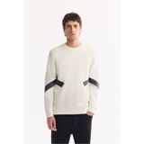 Avva Erkek Ekru Bisiklet Yaka Pamuklu Bi-Stretch Baskılı Regular Fit Sweatshirt A52Y1296