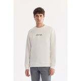 AVVA Erkek Ekru Bisiklet Yaka Pamuklu Kolay Ütülenen Bi-Stretch Regular Fit Sweatshirt A61Y1205 - 3XL