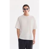 AVVA Erkek Ekru Bisiklet Yaka Rayon Oversize Fit T-Shirt B001050 - XL