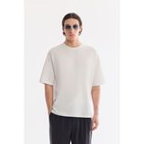 AVVA Erkek Ekru Bisiklet Yaka Rayon Oversize Fit T-Shirt B001050