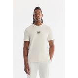 Avva Erkek Ekru Bisiklet Yaka Viskon Karışımlı Baskılı Bi-Stretch İnterlok Regular Fit T-shirt A61Y1059