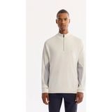 Avva Erkek Ekru Dik Yaka Fermuarlı Rayon Tüylenmeyen Triko Regular Fit Kazak A52Y5020 - XS