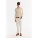 AVVA Erkek Ekru Düz Yıkamalı Pamuklu Elastan Madrid Comfort Slim Fit Jean Pantolon A61Y3508 - 30