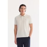 AVVA Erkek Ekru Kıvrılmaz Polo Yaka Düğmeli Bi-Stretch İnterlok Regular Fit T-Shirt A61Y1075 - 2XL