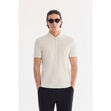 Avva Erkek Ekru Kıvrılmaz Polo Yaka Fermuarlı %100 Pamuk Regular Fit T-Shirt A61Y1038