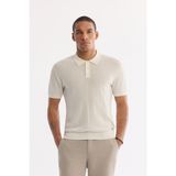 AVVA Erkek Ekru Polo Yaka Düğmeli Keten Karışımlı Regular Fit Triko T-Shirt A61Y5013 - XL