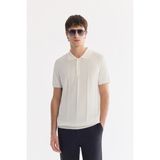 AVVA Erkek Ekru Polo Yaka Düğmeli Regular Fit Triko T-Shirt A61Y5006 - XS