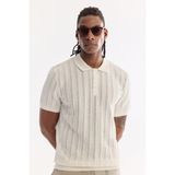 AVVA Erkek Ekru Polo Yaka Düğmeli Soft Touch Regular Fit Triko T-Shirt A61Y5020 - 2XL