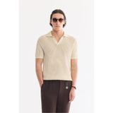 Avva Erkek Ekru Polo Yaka Düğmesiz Soft Touch Regular Fit Triko T-Shirt A61Y5021