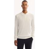 Avva Erkek Ekru Polo Yaka Fermuarlı Rayon Tüylenmeyen Dokulu Triko Regular Fit Kazak A52Y5019 - 3XL